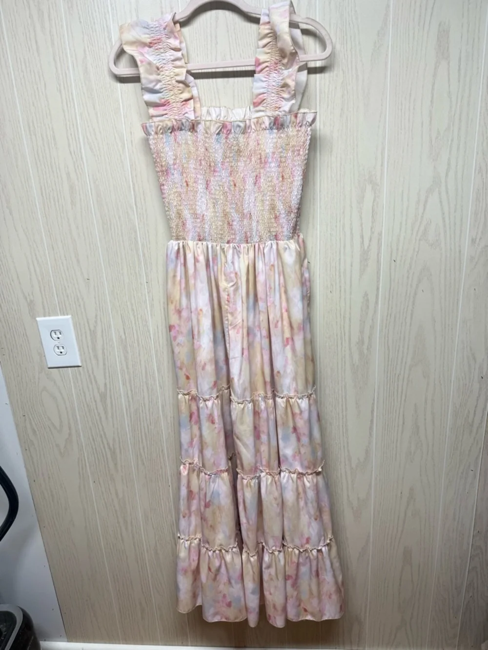Melloda floral pink maxi ruffle dress sz M - Picture 4 of 5